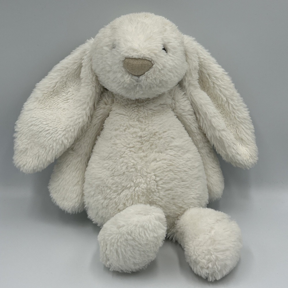 Jellycat London Bashful Luxe Bunny Rabbit Luna Stuffed Plush White Gold Label 12